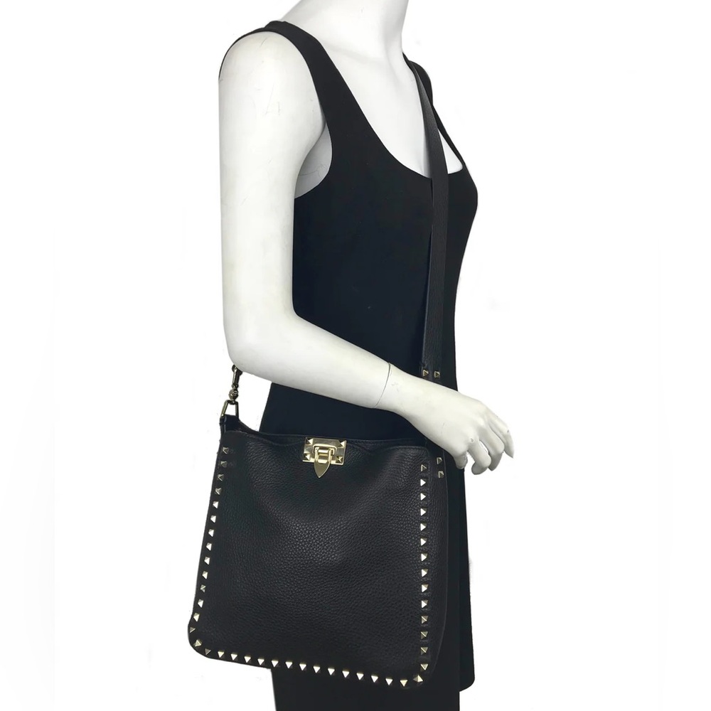 Valentino Garavani | Rockstud Leather Hobo Messenger Bag